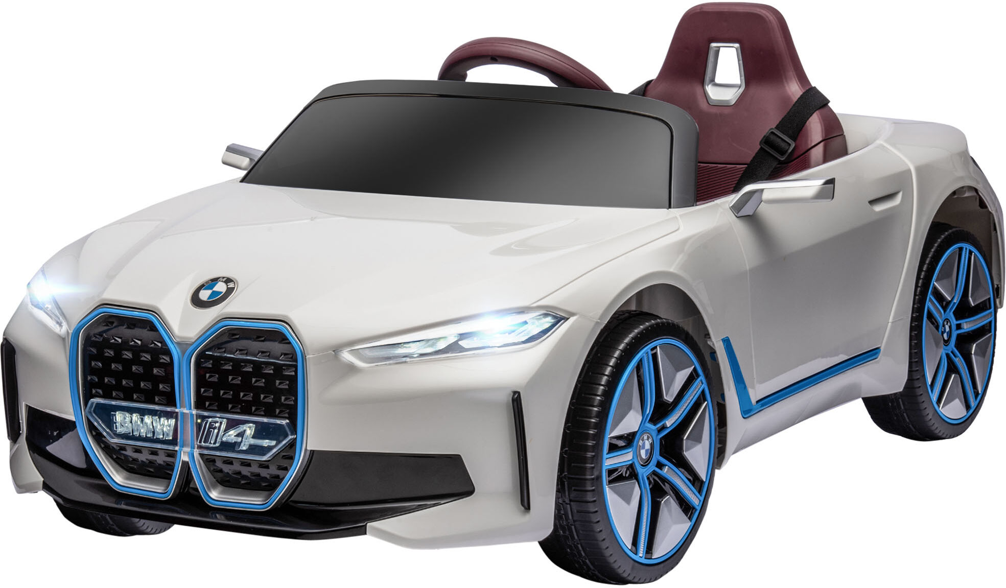 Homcom Macchina Elettrica per Bambini 3-8 Anni con Licenza BMW con Telecomando, Clacson e Fari, 115x67x45 cm, Bianca