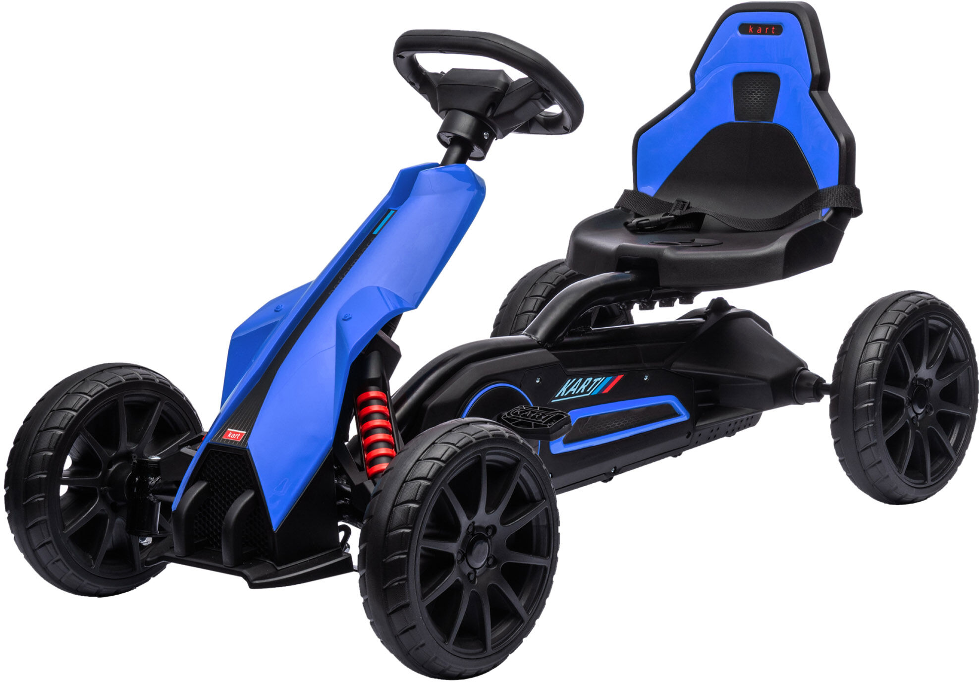 Homcom Go Kart a Pedali per Bambini 3-8 Anni con Sedile Regolabile e Ruote in EVA, 100x58x58.5 cm, Blu