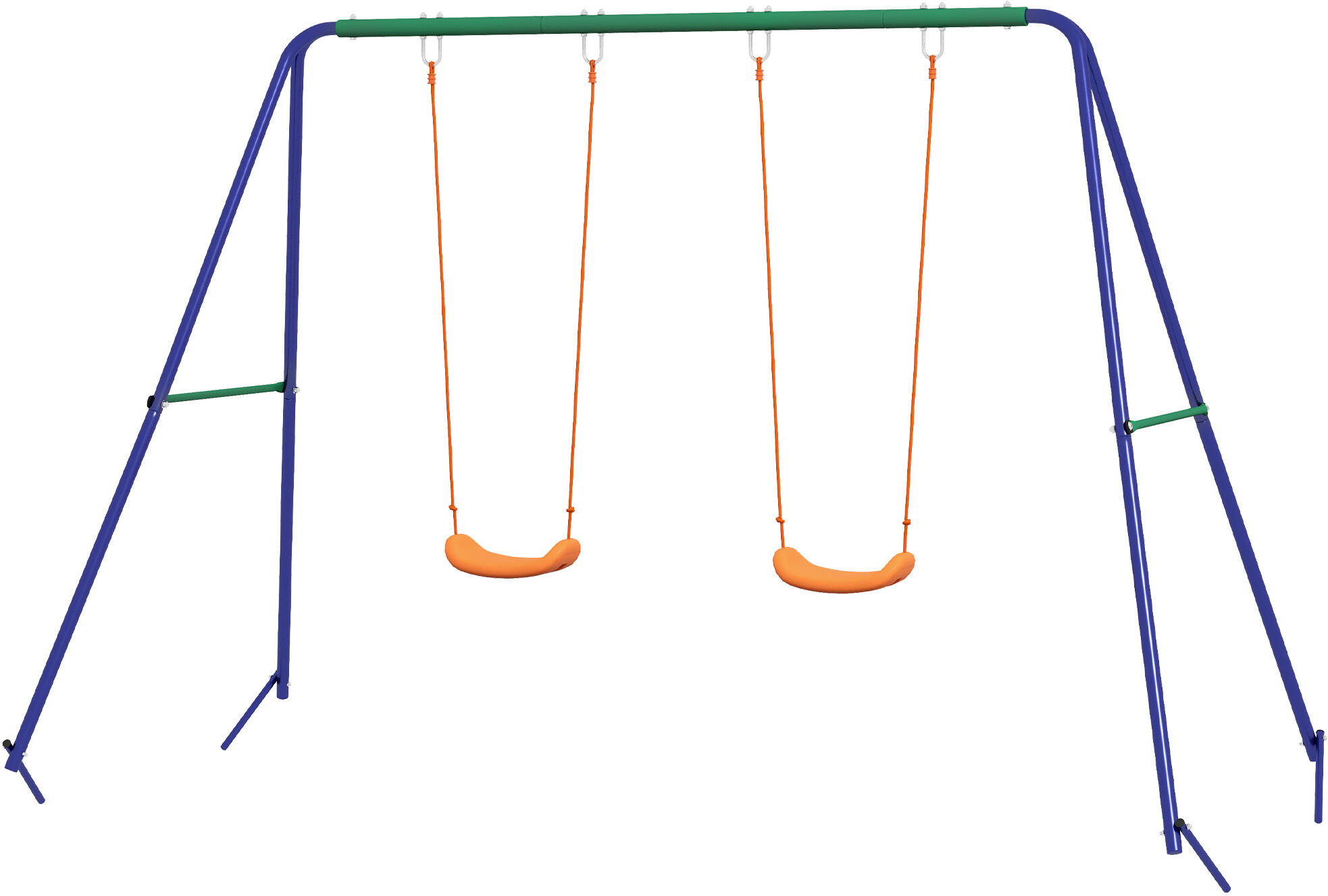 Outsunny Altalena per Bambini 3-8 Anni con 2 Seggiolini e 4 Picchetti, in Metallo e PP, 269x160x180 cm