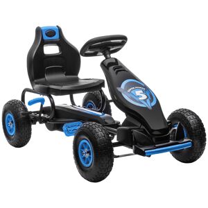 Homcom Go Kart a Pedali per Bambini da 5-12 Anni con Sedile Regolabile e Ruote in Gonfiabili, Blu