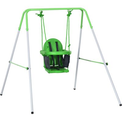Altalena per bambini Outsunny - Struttura a 'A' in acciaio, 122x146x122 cm, Verde - Altalena Altalena per bambini Outsunny - Struttura a 'A' in acciaio, 122x146x122 cm, Verde - Altalena