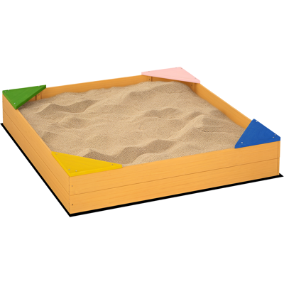 Outsunny Sabbiera per Bambini da 4 Posti in Legno di Abete con Design senza Fondo, 109x109x19.8 cm Aosom Outsunny Sabbiera per Bambini da 4 Posti in Legno di Abete con Design senza Fondo, 109x109x19.8 cm Aosom