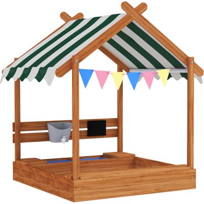 Outsunny Sabbiera per Bambini con Tenda 6 Bandierine 2 Vaschette Rubinetto e Lavagna a Casetta per Patio 124x116x146 cm Arancione Aosom Italy Outsunny Sabbiera per Bambini con Tenda 6 Bandierine 2 Vaschette Rubinetto e Lavagna a Casetta per Patio 124x116x146 cm Arancione Aosom Italy