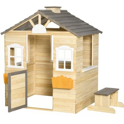 Outsunny Casetta Bimbi 3-7 Anni a 2 Finestre con Portavasi e Panchina, in Legno di Abete e PP, 113Lx94x134.5 cm Aosom Outsunny Casetta Bimbi 3-7 Anni a 2 Finestre con Portavasi e Panchina, in Legno di Abete e PP, 113Lx94x134.5 cm Aosom