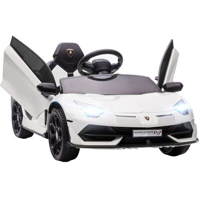 Homcom Auto Elettrica per Bambini con Clacson e Telecomando, Macchina a 12V Licenza Lamborghini, 107.5x63x42 cm, Bianca Aosom Italy Homcom Auto Elettrica per Bambini con Clacson e Telecomando, Macchina a 12V Licenza Lamborghini, 107.5x63x42 cm, Bianca Aosom Italy