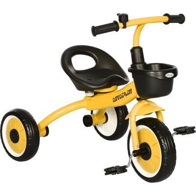 Aiyaplay Triciclo per Bambini da 2-5 Anni con Seduta Regolabile e Campanello, 70.5x50x58cm, Giallo Aosom Italy Aiyaplay Triciclo per Bambini da 2-5 Anni con Seduta Regolabile e Campanello, 70.5x50x58cm, Giallo Aosom Italy