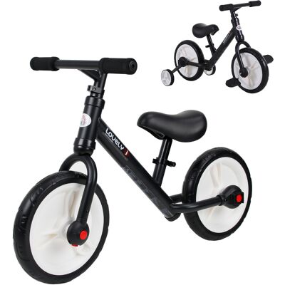 Homcom Bici Senza Pedali per Bambini da 2-5 Anni con Sellino Regolabile, Ruote Ausiliarie e Pedali, Nero Aosom Italy Homcom Bici Senza Pedali per Bambini da 2-5 Anni con Sellino Regolabile, Ruote Ausiliarie e Pedali, Nero Aosom Italy