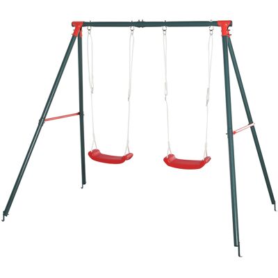 Outsunny Altalena Doppia da Giardino per Bambini in Metallo, 239x156x180 cm, Verde Aosom Italy Outsunny Altalena Doppia da Giardino per Bambini in Metallo, 239x156x180 cm, Verde Aosom Italy