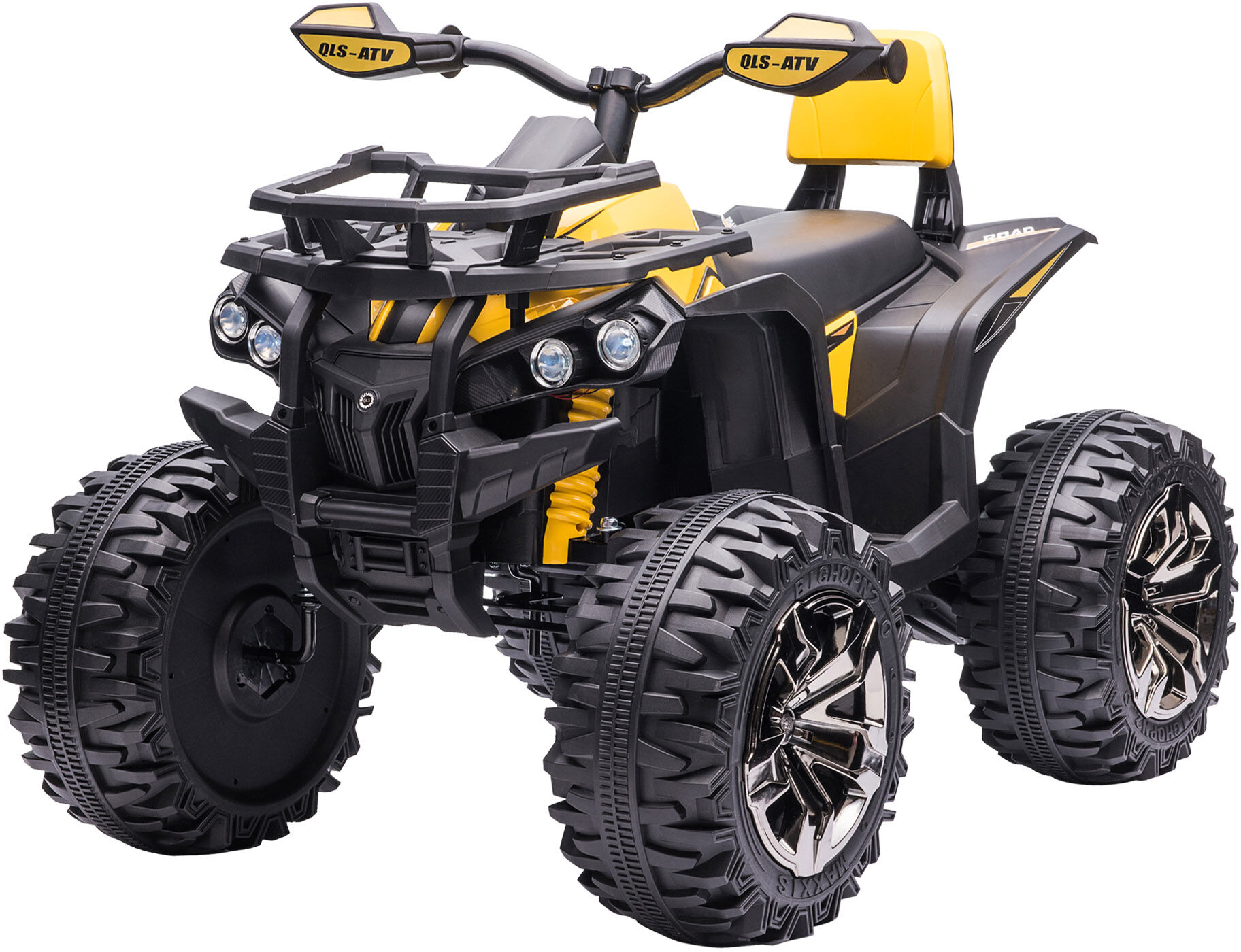 Homcom Quad per Bambini Elettrico 12V con Fari Funzionanti e Pedale, Batteria Ricaricabile, Età 3-5 Anni, 100x65x73cm, Giallo