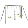 Homcom Parco Giochi Bambini Divertimenti Regalo bambini con Altalena Cavalluccio e Scaletta Struttura in Metallo Resistente, Verde