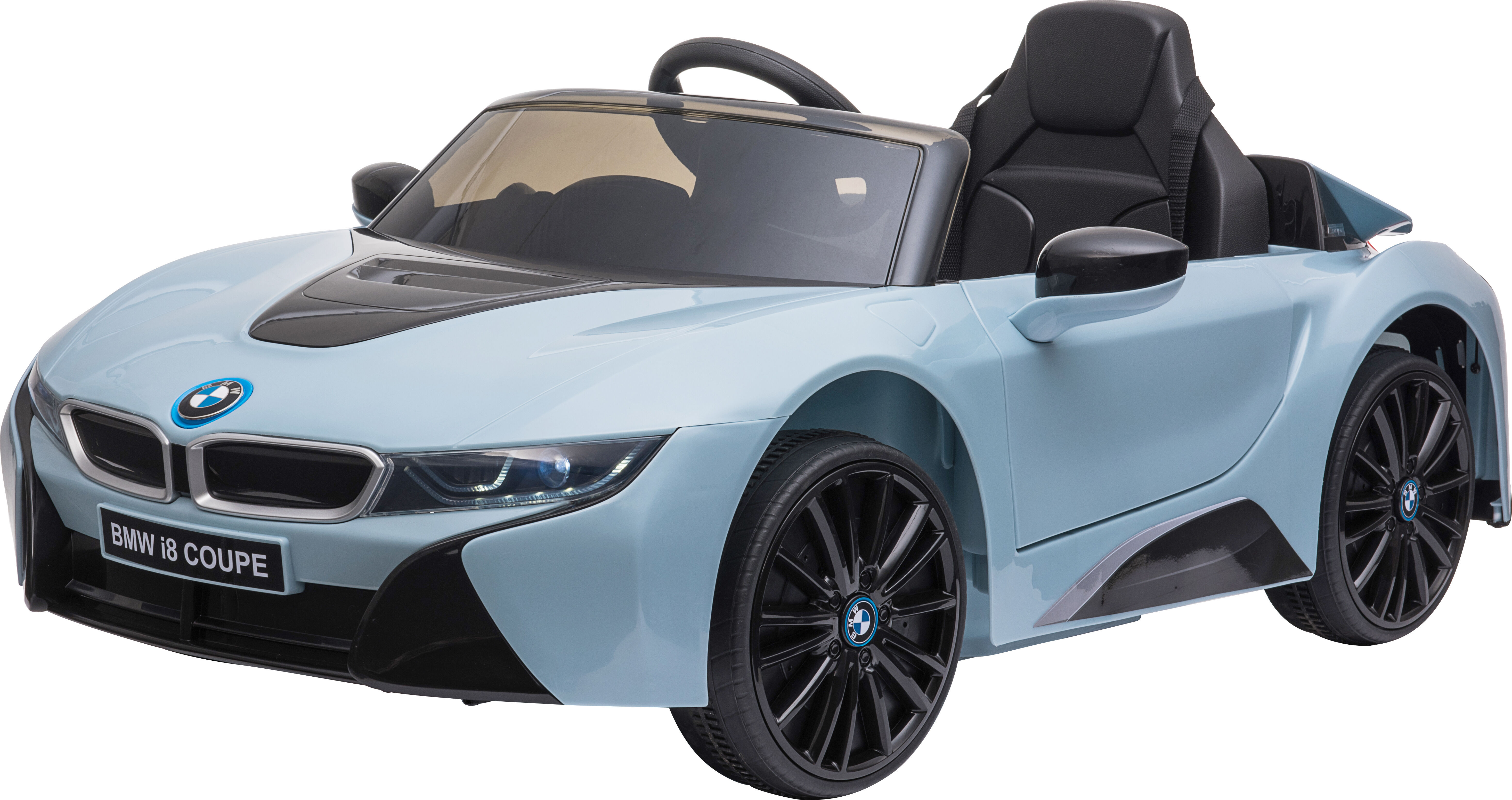 Homcom Macchina Elettrica per bambino Licensed BMW I8 Coupe con telecomando,batteria 6V,musica, Velocità 3km/h, per bambino 3-8 anni,blu