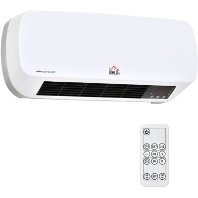 Homcom Stufa Ceramica1000W/2000W Elettrica a Parete con Telecomando, Temperatura Regolabile e Timer 12 Ore, Bianco Aosom Italy Homcom Stufa Ceramica1000W/2000W Elettrica a Parete con Telecomando, Temperatura Regolabile e Timer 12 Ore, Bianco Aosom Italy