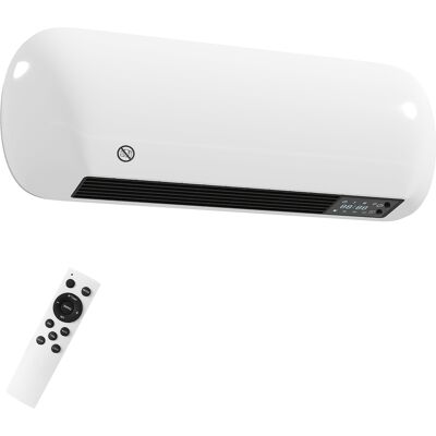 Homcom Termoventilatore da parete in ceramica 1000/2000 W, termostato, timer, 50 x 19 x 14 cm, bianco Aosom Italy Homcom Termoventilatore da parete in ceramica 1000/2000 W, termostato, timer, 50 x 19 x 14 cm, bianco Aosom Italy
