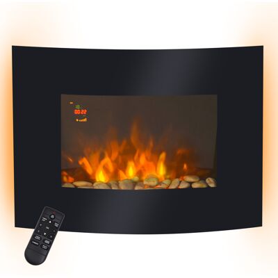 Homcom Camino Elettrico da Parete con 2 Livelli di Riscaldamento 900-1800W, Fiamma 7 Colori Regolabili e Telecomando, Nero Aosom Italy Homcom Camino Elettrico da Parete con 2 Livelli di Riscaldamento 900-1800W, Fiamma 7 Colori Regolabili e Telecomando, Nero Aosom Italy