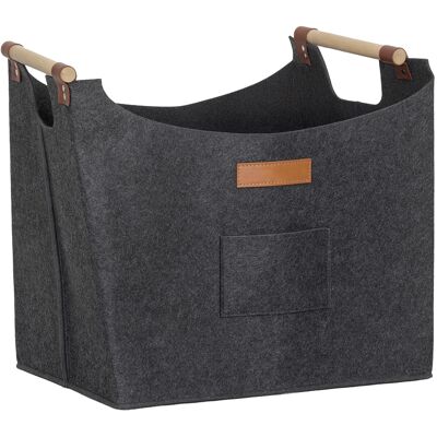 Outsunny Borsa in Feltro Portalegna da Interno con Manici in Legno, Capacità 15 kg, 45x32x40 cm, Grigio Aosom Italy Outsunny Borsa in Feltro Portalegna da Interno con Manici in Legno, Capacità 15 kg, 45x32x40 cm, Grigio Aosom Italy