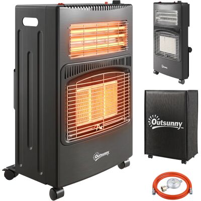 Outsunny Stufa a Gas Portatile Pieghevole da 4.2kW Nero Aosom Italy Outsunny Stufa a Gas Portatile Pieghevole da 4.2kW Nero Aosom Italy