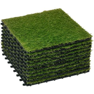 Outsunny Piastrelle da Giardino con Erba Sintetica 30x30cm 10 Pezzi, Prato Artificiale Densità 6500, Verde Outsunny Piastrelle da Giardino con Erba Sintetica 30x30cm 10 Pezzi, Prato Artificiale Densità 6500, Verde
