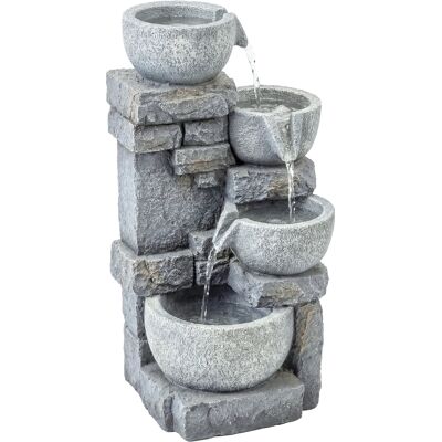 Outsunny Fontana da Giardino con Illuminazione LED Pompa Fontana Decorativa a Cascata 4 Livelli Flusso Regolabile Grigio Aosom Italy Outsunny Fontana da Giardino con Illuminazione LED Pompa Fontana Decorativa a Cascata 4 Livelli Flusso Regolabile Grigio Aosom Italy