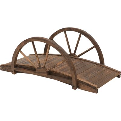 Outsunny Ponte da giardino in legno di abete, ponte in legno con design a ruota, ponte per stagno fino a 150 kg 100 x 50 x 37 cm Verkohlt Aosom Italy Outsunny Ponte da giardino in legno di abete, ponte in legno con design a ruota, ponte per stagno fino a 150 kg 100 x 50 x 37 cm Verkohlt Aosom Italy