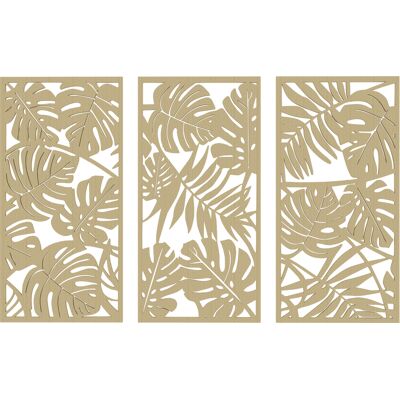 Homcom Set di 3 Decorazioni Murali in Legno 3D, 40 x 80 cm, Foglie Tropicali, Effetto Legno Naturale Aosom Italy Homcom Set di 3 Decorazioni Murali in Legno 3D, 40 x 80 cm, Foglie Tropicali, Effetto Legno Naturale Aosom Italy