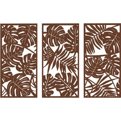 Homcom Decorazione da Parete in Legno 3D 3 Pezzi 40x80 cm Decorazioni da Parete con Motivo di Foglie Tropicali Noce Aosom Italy Homcom Decorazione da Parete in Legno 3D 3 Pezzi 40x80 cm Decorazioni da Parete con Motivo di Foglie Tropicali Noce Aosom Italy