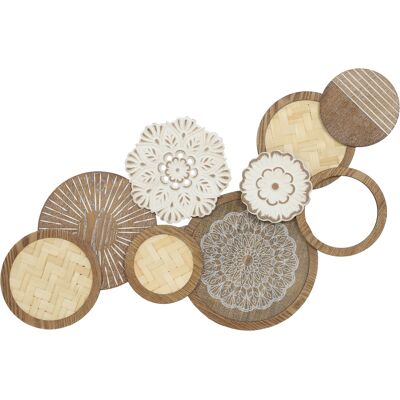 Homcom Decorazione murale con scultura murale in legno, design unico con più dischi, 83.8x4.4x44.5 cm, legno naturale Aosom Italy Homcom Decorazione murale con scultura murale in legno, design unico con più dischi, 83.8x4.4x44.5 cm, legno naturale Aosom Italy