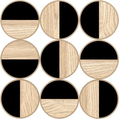 Homcom Quadro Decorativo da Parete con Specchio in Plastica, Geometrico Adorno Moderno 3D, 60x60 cm, Nero e Legno Naturale Aosom Italy Homcom Quadro Decorativo da Parete con Specchio in Plastica, Geometrico Adorno Moderno 3D, 60x60 cm, Nero e Legno Naturale Aosom Italy