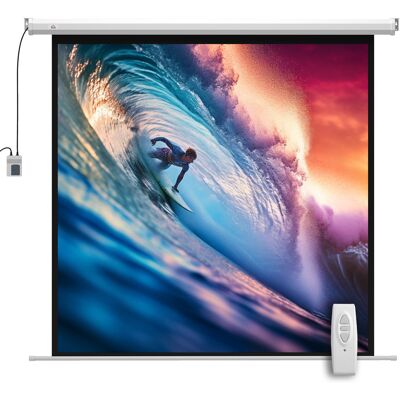 Homcom Telo Proiettore Motorizzato da 85" con Telecomando, il montaggio a parete o a soffitto, in Plastica e Metallo, Bianco Aosom Italy Homcom Telo Proiettore Motorizzato da 85" con Telecomando, il montaggio a parete o a soffitto, in Plastica e Metallo, Bianco Aosom Italy