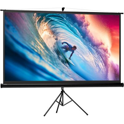 Homcom Telo Proiettore Pieghevole da 100" Formato 16:9 con Treppiede Regolabile, 235.8x8x136 cm, Nero Aosom Italy Homcom Telo Proiettore Pieghevole da 100" Formato 16:9 con Treppiede Regolabile, 235.8x8x136 cm, Nero Aosom Italy