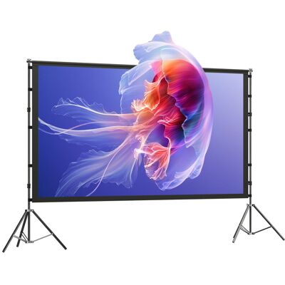 Homcom Telo per Proiettore 100" 16:9 HD 4K/8K, Angolo di Visione 160°, Doppia Facciata e Treppiedi Pieghevoli, Bianco Aosom Italy Homcom Telo per Proiettore 100" 16:9 HD 4K/8K, Angolo di Visione 160°, Doppia Facciata e Treppiedi Pieghevoli, Bianco Aosom Italy