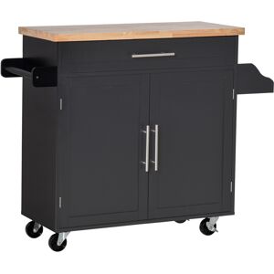 Homcom Carrello da Cucina con Cassetto, Portaspezie e Armadietto, 4 Ruote e Piano di Lavoro in Legno, 109x40x89cm, Nero Aosom Homcom Carrello da Cucina con Cassetto, Portaspezie e Armadietto, 4 Ruote e Piano di Lavoro in Legno, 109x40x89cm, Nero Aosom