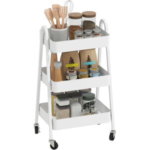 Homcom Carrello Cucina Multiuso a 3 Livelli, Ruote Girevoli con Freno e Maniglie, Bianco Homcom Carrello Cucina Multiuso a 3 Livelli, Ruote Girevoli con Freno e Maniglie, Bianco