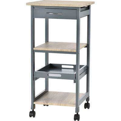 Homcom Carrello da Cucina Portafrutta con Ruote Cassetti, 2 Ripiani e Vassoio Estraibile, in legno e MDF 37x37x76cm, Grigio Aosom Italy Homcom Carrello da Cucina Portafrutta con Ruote Cassetti, 2 Ripiani e Vassoio Estraibile, in legno e MDF 37x37x76cm, Grigio Aosom Italy