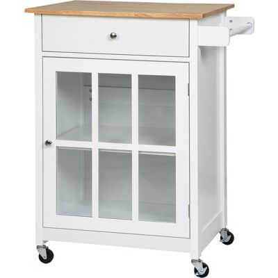 Homcom Carrello da Cucina Multiuso con Cassetto, Armadietto e 4 Ruote, in Legno Bianco, 67x48x86.5cm Aosom Homcom Carrello da Cucina Multiuso con Cassetto, Armadietto e 4 Ruote, in Legno Bianco, 67x48x86.5cm Aosom