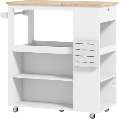 Homcom Carrello Isola da Cucina con Ripiani Regolabili, Portacoltelli e Piano in Legno, 86.5x47x88 cm, Bianco Aosom Italy Homcom Carrello Isola da Cucina con Ripiani Regolabili, Portacoltelli e Piano in Legno, 86.5x47x88 cm, Bianco Aosom Italy