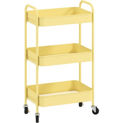 Homcom Carrello ausiliario su ruote a 3 livelli Carrello da cucina con 3 cestelli e 2 maniglie 45x30,6x79 cm Giallo Aosom Italy Homcom Carrello ausiliario su ruote a 3 livelli Carrello da cucina con 3 cestelli e 2 maniglie 45x30,6x79 cm Giallo Aosom Italy