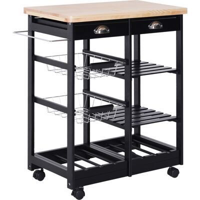 Homcom Carrello Cucina Portafrutta con Ruote Cassetti e Portabottiglie Salvaspazio in Legno MultifunzioneNero 74x37x76cm Aosom Homcom Carrello Cucina Portafrutta con Ruote Cassetti e Portabottiglie Salvaspazio in Legno MultifunzioneNero 74x37x76cm Aosom