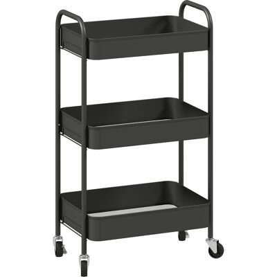 Homcom Carrello multifunzione, carrello su ruote, carrello cucina, 3 ripiani, 4 ruote, 45 cm x 30,6 cm x 79 cm, nero Aosom Italy Homcom Carrello multifunzione, carrello su ruote, carrello cucina, 3 ripiani, 4 ruote, 45 cm x 30,6 cm x 79 cm, nero Aosom Italy