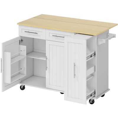Homcom Isola da Cucina Mobile con Superficie Estendibile, Porte Armadio, Cassetti e Portasalviette, in MDF, Bianco Aosom Italy Homcom Isola da Cucina Mobile con Superficie Estendibile, Porte Armadio, Cassetti e Portasalviette, in MDF, Bianco Aosom Italy