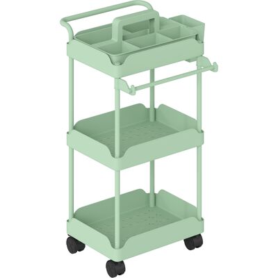 Homcom Carrello Ausiliario da Cucina con Ruote a 3 Livelli, Ceste Estraibili e Portasalviette, 42x42.5x76 cm, Verde Aosom Italy Homcom Carrello Ausiliario da Cucina con Ruote a 3 Livelli, Ceste Estraibili e Portasalviette, 42x42.5x76 cm, Verde Aosom Italy