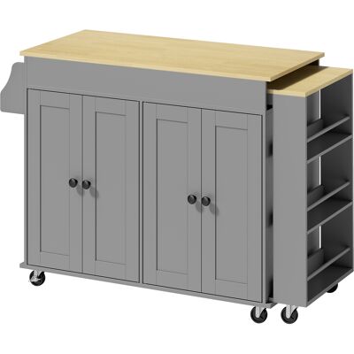 Homcom Isola da Cucina con Ruote Piano Estendibile 4 Ante Ripiani Regolabili Portaspezie e Supporto per Asciugamani Grigio Aosom Italy Homcom Isola da Cucina con Ruote Piano Estendibile 4 Ante Ripiani Regolabili Portaspezie e Supporto per Asciugamani Grigio Aosom Italy
