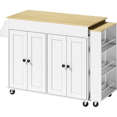 Homcom Isola da Cucina su Ruote Piano Estendibile 4 Ante Ripiani Regolabili Porta Spezie e Porta Asciugamani Bianco Aosom Italy Homcom Isola da Cucina su Ruote Piano Estendibile 4 Ante Ripiani Regolabili Porta Spezie e Porta Asciugamani Bianco Aosom Italy