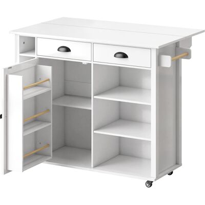 Homcom Isola cucina su ruote con piano ribaltabile e portaspezie, 117,5x70x91 cm, Bianco Aosom Italy Homcom Isola cucina su ruote con piano ribaltabile e portaspezie, 117,5x70x91 cm, Bianco Aosom Italy