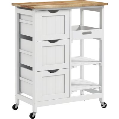 Homcom Carrello Cucina Isola Cucina con 3 Cassetti e Ruote, 67x37x85.5cm, Bianco Aosom Italy Homcom Carrello Cucina Isola Cucina con 3 Cassetti e Ruote, 67x37x85.5cm, Bianco Aosom Italy