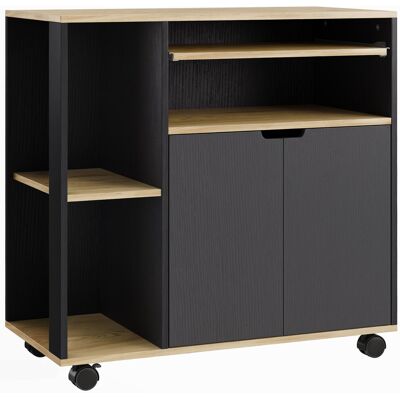Homcom Carrello da cucina su ruote con armadietto e ripiani regolabili, nero Aosom Italy Homcom Carrello da cucina su ruote con armadietto e ripiani regolabili, nero Aosom Italy