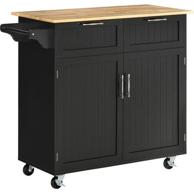 Homcom Carrello da Cucina Multiuso in Legno con 2 Cassetti, Armadietto e 4 Ruote, 104x46x91cm, Nero Aosom Homcom Carrello da Cucina Multiuso in Legno con 2 Cassetti, Armadietto e 4 Ruote, 104x46x91cm, Nero Aosom