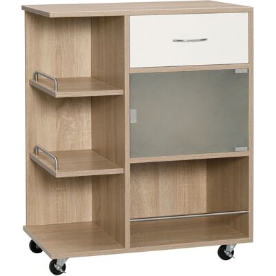 Homcom Carrello da Cucina Portavivande con Cassetto, Ripiani e Armadietto in Legno, Acciaio e Vetro, 65x39x80cm Aosom Homcom Carrello da Cucina Portavivande con Cassetto, Ripiani e Armadietto in Legno, Acciaio e Vetro, 65x39x80cm Aosom