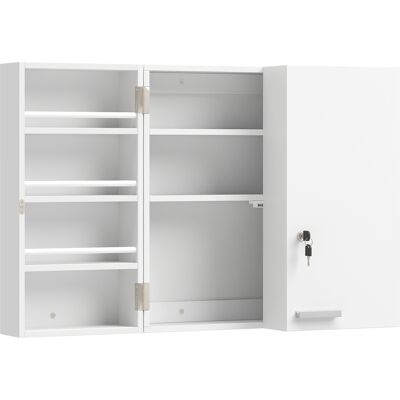 Homcom Armadietto Medicinali con 3 Mensole Interne e 8 Portabottiglie, in Legno e Metallo, 53x20x53 cm, Bianco Aosom Italy Homcom Armadietto Medicinali con 3 Mensole Interne e 8 Portabottiglie, in Legno e Metallo, 53x20x53 cm, Bianco Aosom Italy