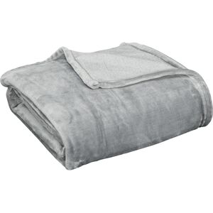 Homcom Coperta in Flanella 330 GSM Reversibile per Uso Interno ed Esterno, 203x152x0.5 cm, Grigio Chiaro