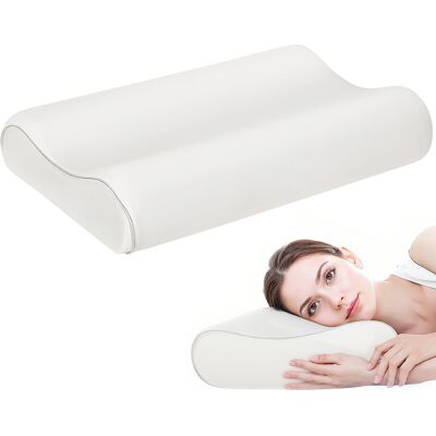Homcom Cuscino Cervicale in Memory Foam a Doppia Altezza con Copertura Rimovibile, 60x40x10/12 cm, Bianco Crema Aosom Italy Homcom Cuscino Cervicale in Memory Foam a Doppia Altezza con Copertura Rimovibile, 60x40x10/12 cm, Bianco Crema Aosom Italy